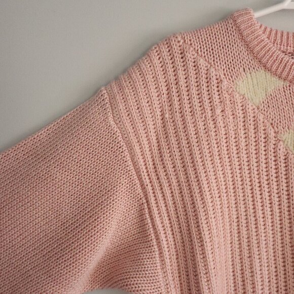 Vntg Tamiko Women's L Pink Angora/Rabbit Hair Pullover Crew Knit Ribbed Sweater - Picture 3 of 11